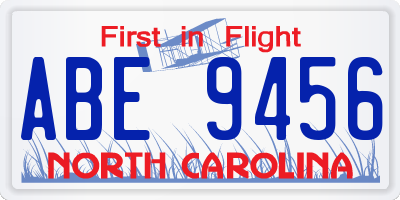 NC license plate ABE9456