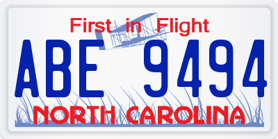 NC license plate ABE9494