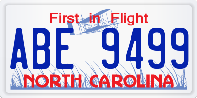 NC license plate ABE9499