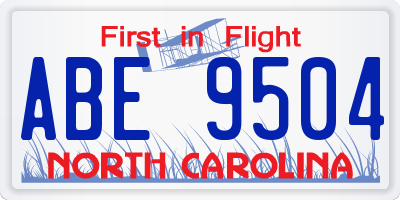 NC license plate ABE9504