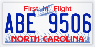 NC license plate ABE9506