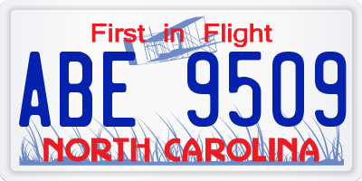 NC license plate ABE9509