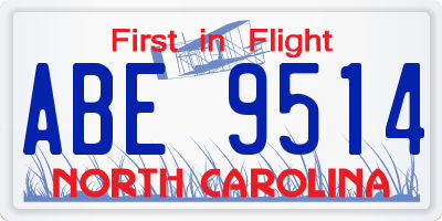 NC license plate ABE9514
