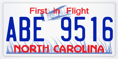 NC license plate ABE9516
