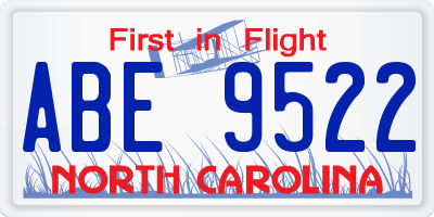NC license plate ABE9522