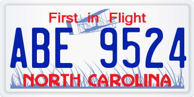 NC license plate ABE9524
