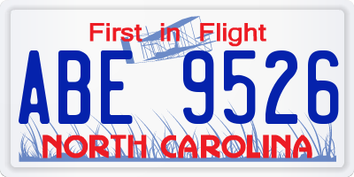 NC license plate ABE9526
