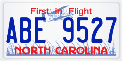 NC license plate ABE9527