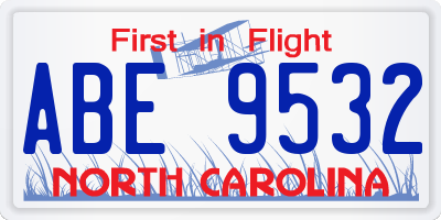 NC license plate ABE9532