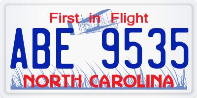 NC license plate ABE9535