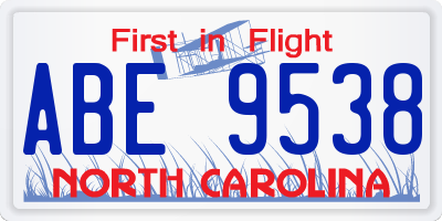 NC license plate ABE9538