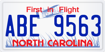 NC license plate ABE9563