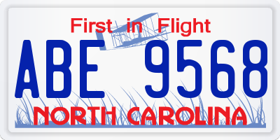 NC license plate ABE9568