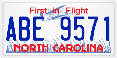 NC license plate ABE9571
