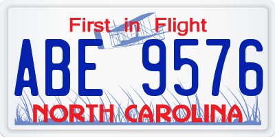 NC license plate ABE9576