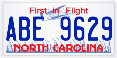 NC license plate ABE9629