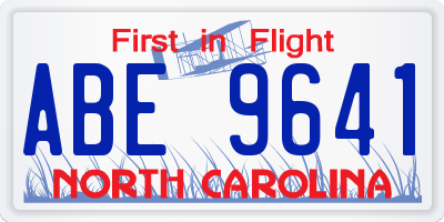 NC license plate ABE9641