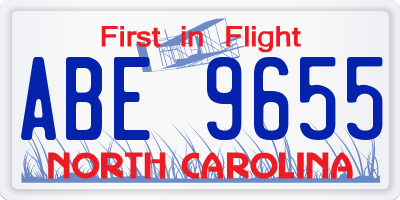 NC license plate ABE9655