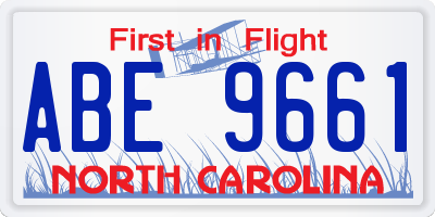 NC license plate ABE9661