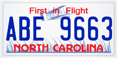 NC license plate ABE9663