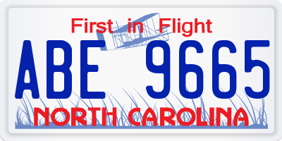 NC license plate ABE9665