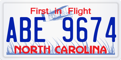 NC license plate ABE9674