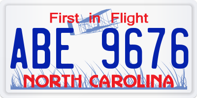 NC license plate ABE9676