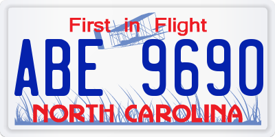 NC license plate ABE9690
