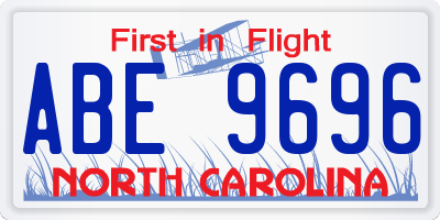 NC license plate ABE9696