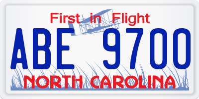 NC license plate ABE9700