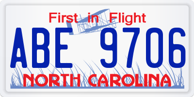 NC license plate ABE9706