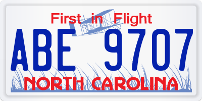 NC license plate ABE9707