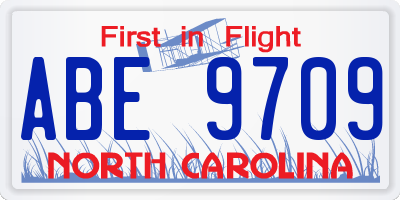 NC license plate ABE9709