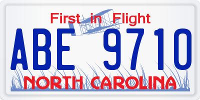 NC license plate ABE9710