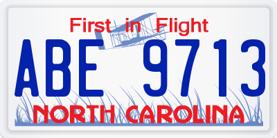 NC license plate ABE9713