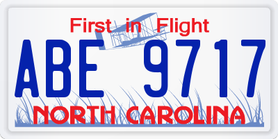 NC license plate ABE9717