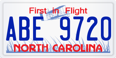 NC license plate ABE9720