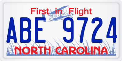 NC license plate ABE9724