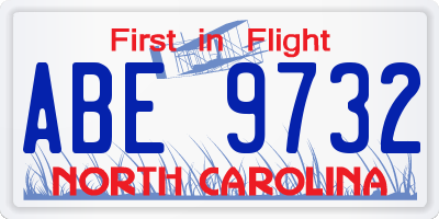 NC license plate ABE9732