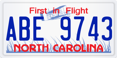 NC license plate ABE9743