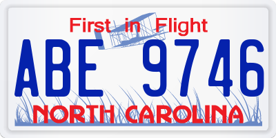 NC license plate ABE9746