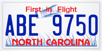 NC license plate ABE9750