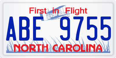 NC license plate ABE9755