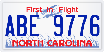 NC license plate ABE9776