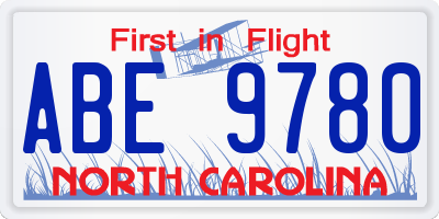 NC license plate ABE9780