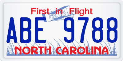 NC license plate ABE9788