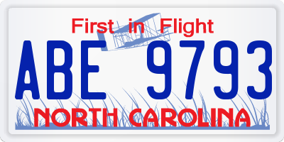 NC license plate ABE9793