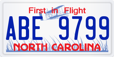NC license plate ABE9799