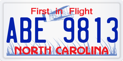 NC license plate ABE9813