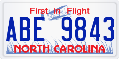 NC license plate ABE9843